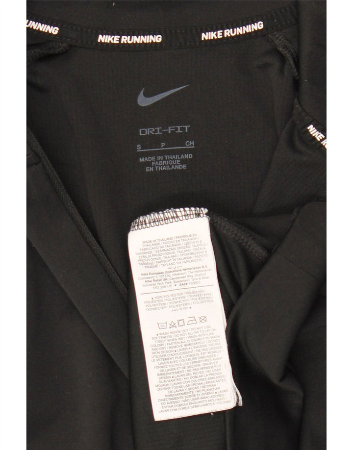 NIKE Mujer Dri Fit Zip Neck Jersey Chándal Top UK 10 Small Negro