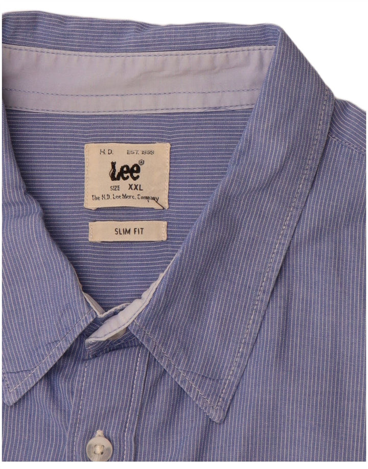 LEE Camisa ajustada para hombre 2XL Algodón a rayas azules