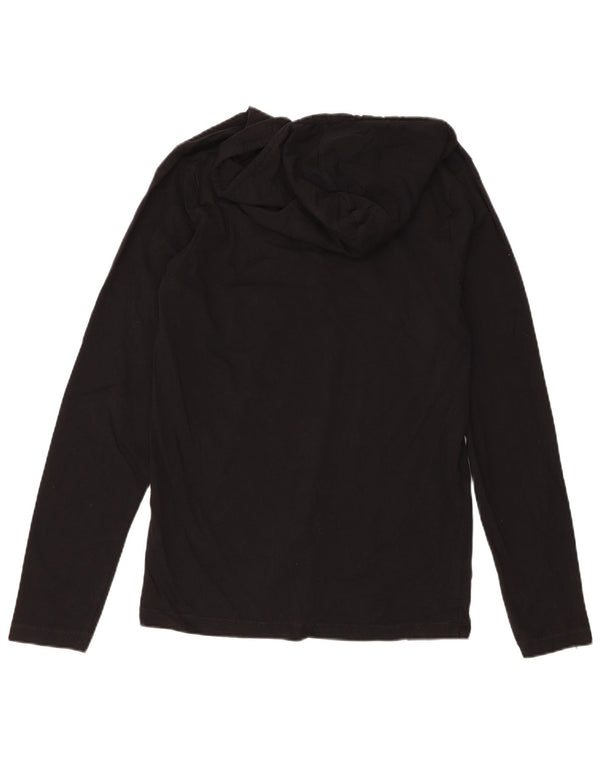 Fcuk Top gráfico con capucha para hombre Manga larga Algodón negro mediano