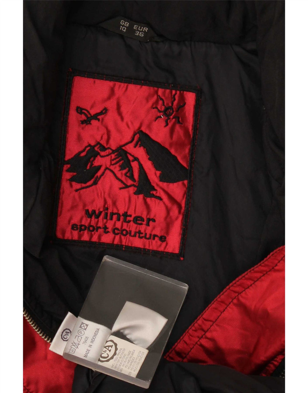 C&A Chaqueta de esquí extragrande con capucha Rodeo para mujer UK 10 Small Red Colourblock