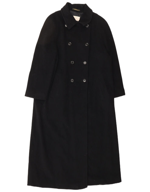 Abrigo vintage de mujer de doble botonadura IT 44 Lana negra mediana