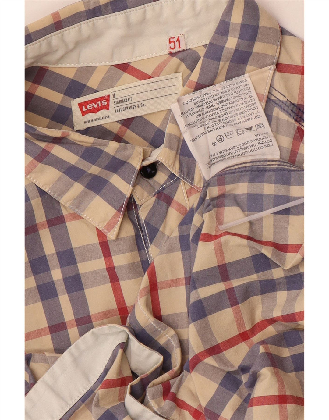 Levi's Camisa de corte estándar para hombre de algodón a cuadros multicolor mediano