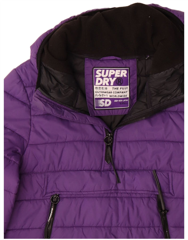 Superdry Chaqueta Acolchada Con Capucha Para Mujer UK 42 Poliéster Morado Mediano