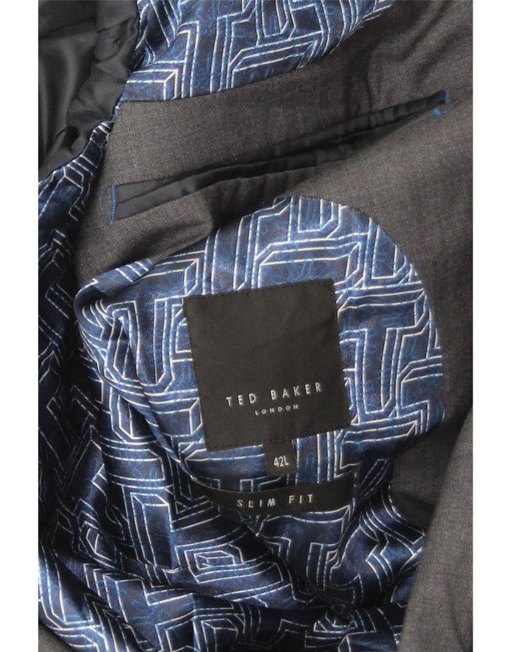 Ted Baker Chaqueta Blazer Slim Fit con 2 Botones para Hombre UK 42 XL Lana Gris