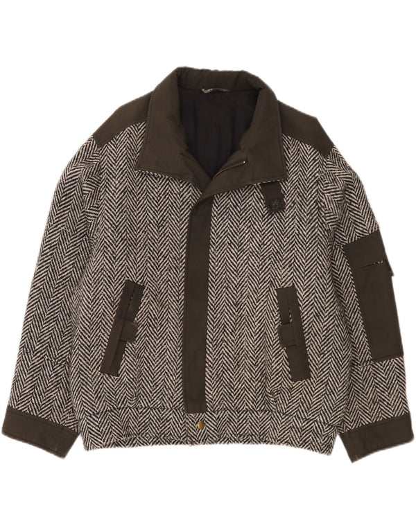 Chaqueta bomber vintage holgada para hombre IT 48 Viscosa gris medio con bloques de color