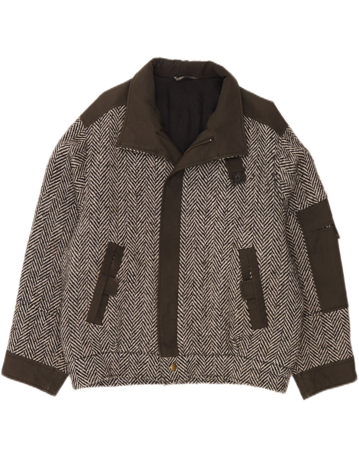 Chaqueta bomber vintage holgada para hombre IT 48 Viscosa gris medio con bloques de color