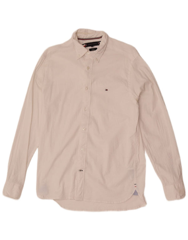 Tommy Hilfiger Camisa Regular Fit para Hombre Algodón Blanco Pequeño