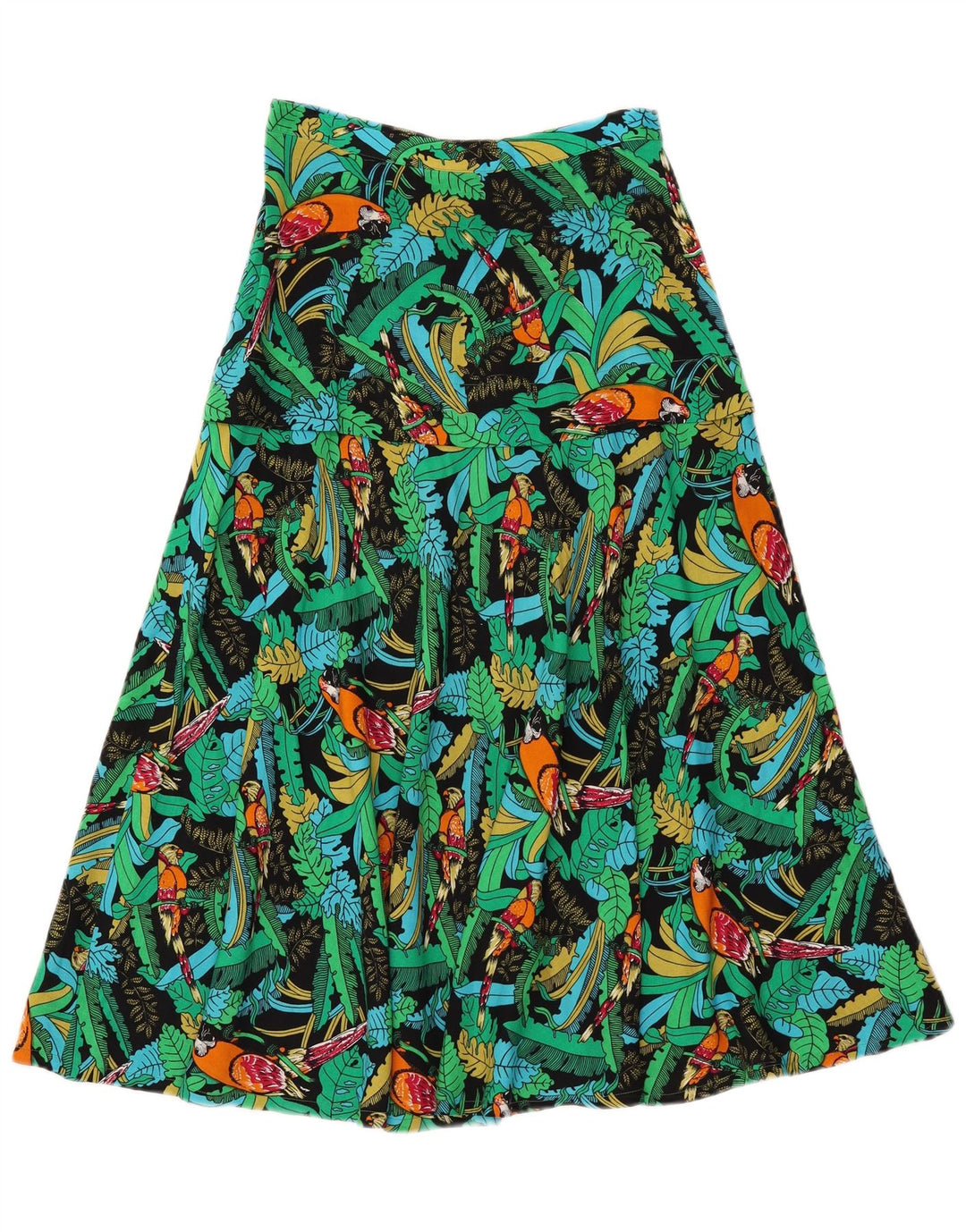 Vintage mujer 2 piezas falda conjunto medio W26 verde floral hawaiano