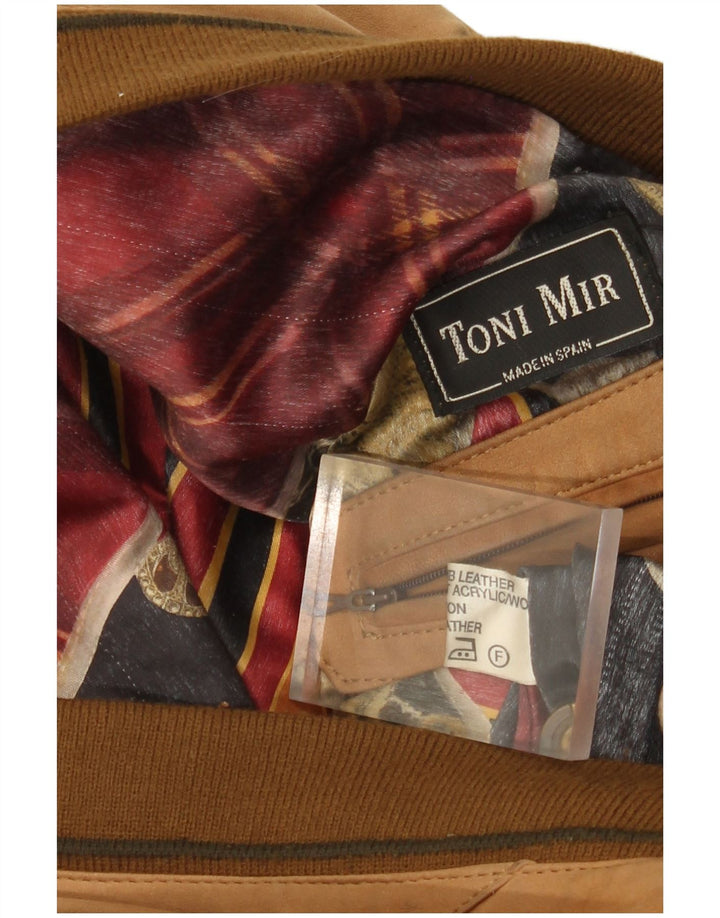 Toni Mir Chaqueta Bomber de Ante para Hombre UK 42 XL Cuero Marrón