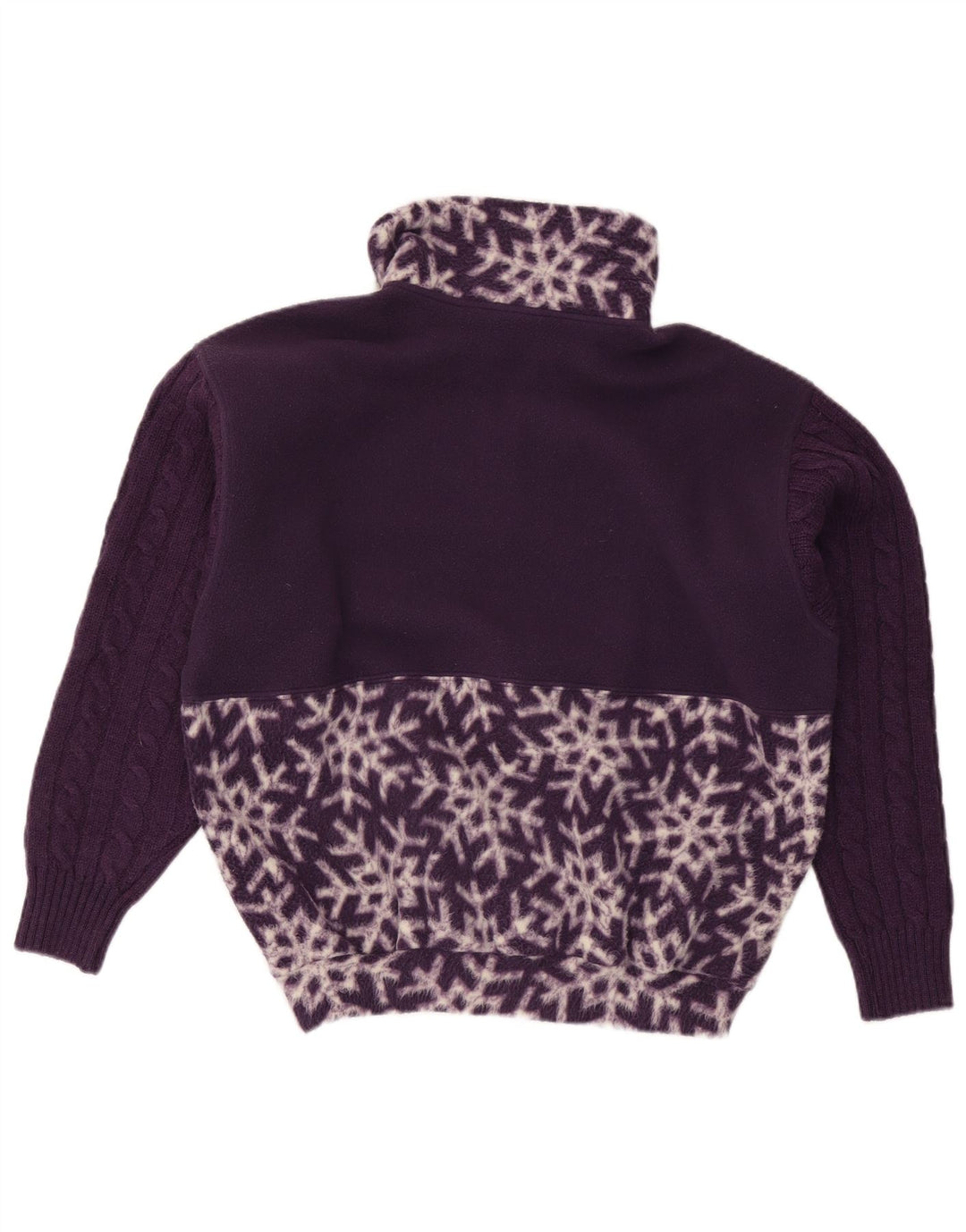 Nordica Jersey de forro polar con estampado abstracto de gran tamaño para mujer, talla S, color morado
