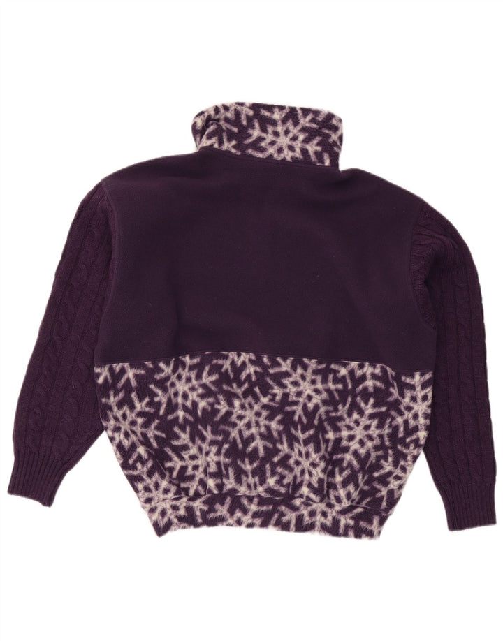 Nordica Jersey de forro polar con estampado abstracto de gran tamaño para mujer, talla S, color morado