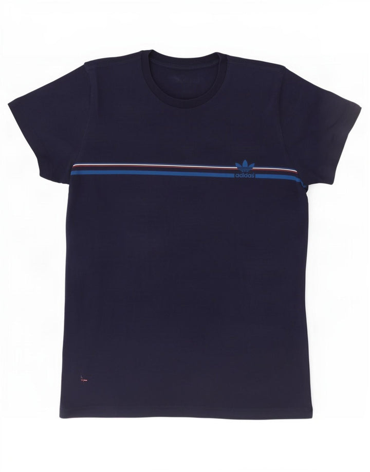 Adidas Hombre Camiseta Top Grande Azul Marino Rayas