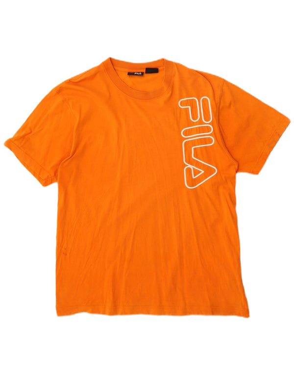 Fila - Camiseta gráfica para hombre, talla pequeña, algodón naranja