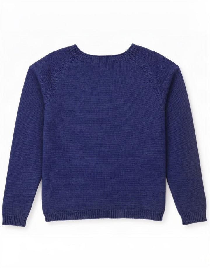 Massimo Dutti Jersey Mujer Cuello Barco UK 44 Mediano Lana Azul Marino