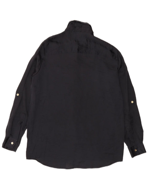 MICHAEL KORS Camisa larga extragrande para mujer UK 10 Small Poliéster negro