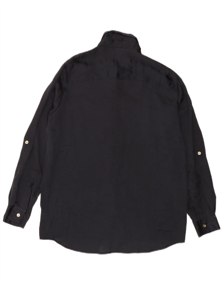 MICHAEL KORS Camisa larga extragrande para mujer UK 10 Small Poliéster negro