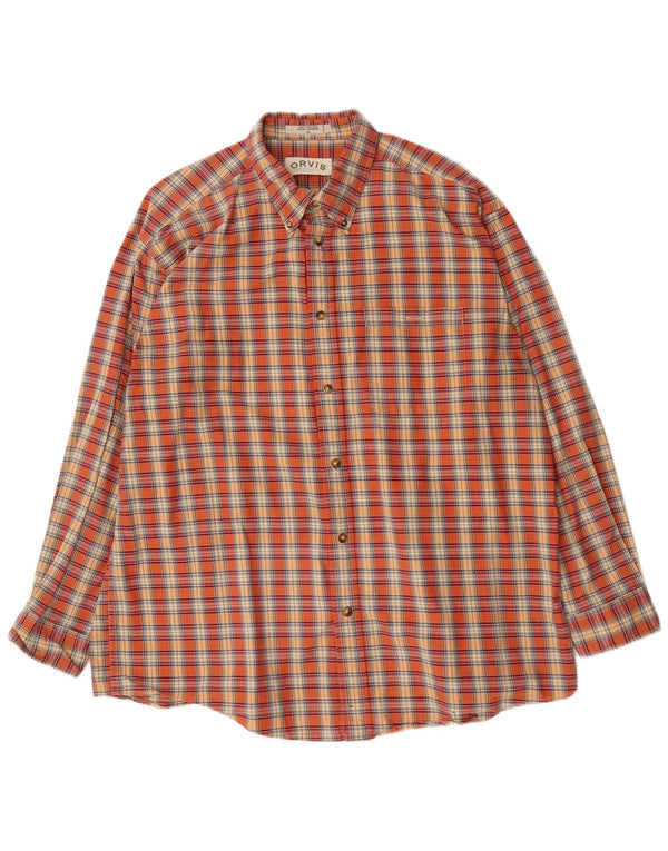 Orvis Camisa De Franela Hombre XL Algodón A Cuadros Rojos