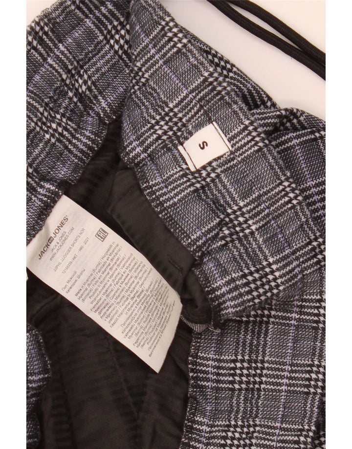 Jack & Jones Pantalones cortos chinos para hombre Small W29 Poliéster a cuadros grises