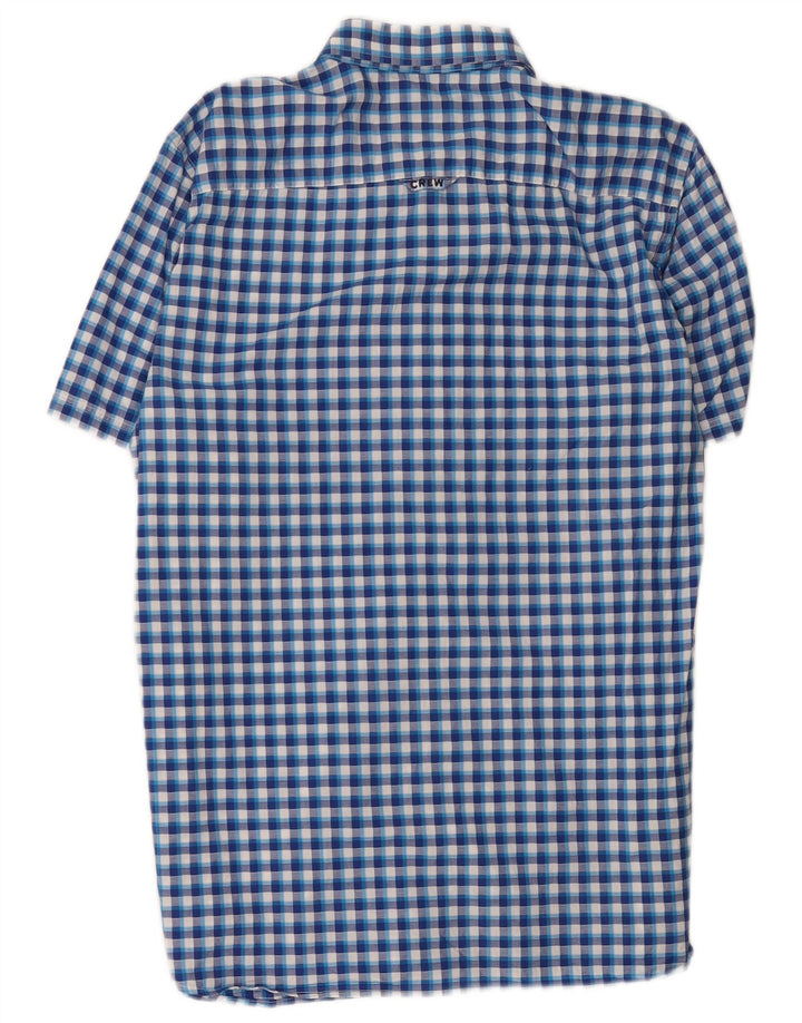 Crew Camisa de manga corta para hombre XL Algodón a cuadros azul