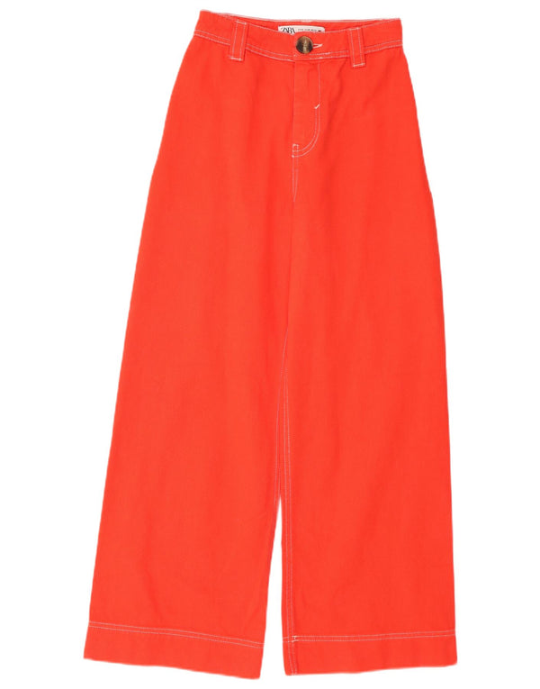 ZARA Pantalones casuales de pierna ancha y cintura alta para mujer EU 32 2XS W22 L26 Naranja