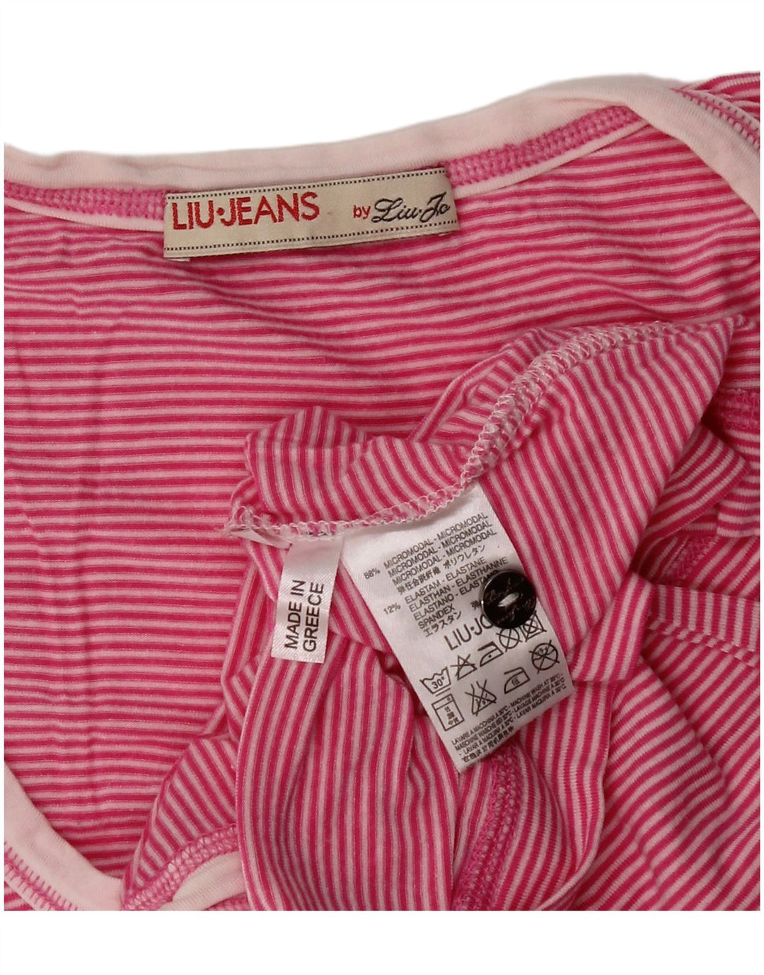 Liu Jo Blusa para Mujer Top UK 8 Small Rosa Rayas Modal