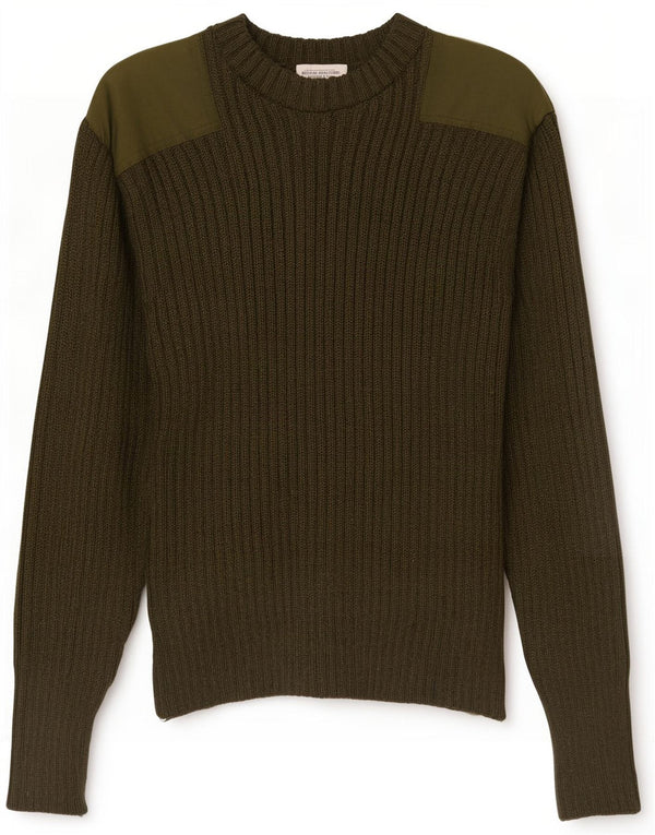 Vintage hombres militar cuello redondo jersey suéter XS caqui colorblock