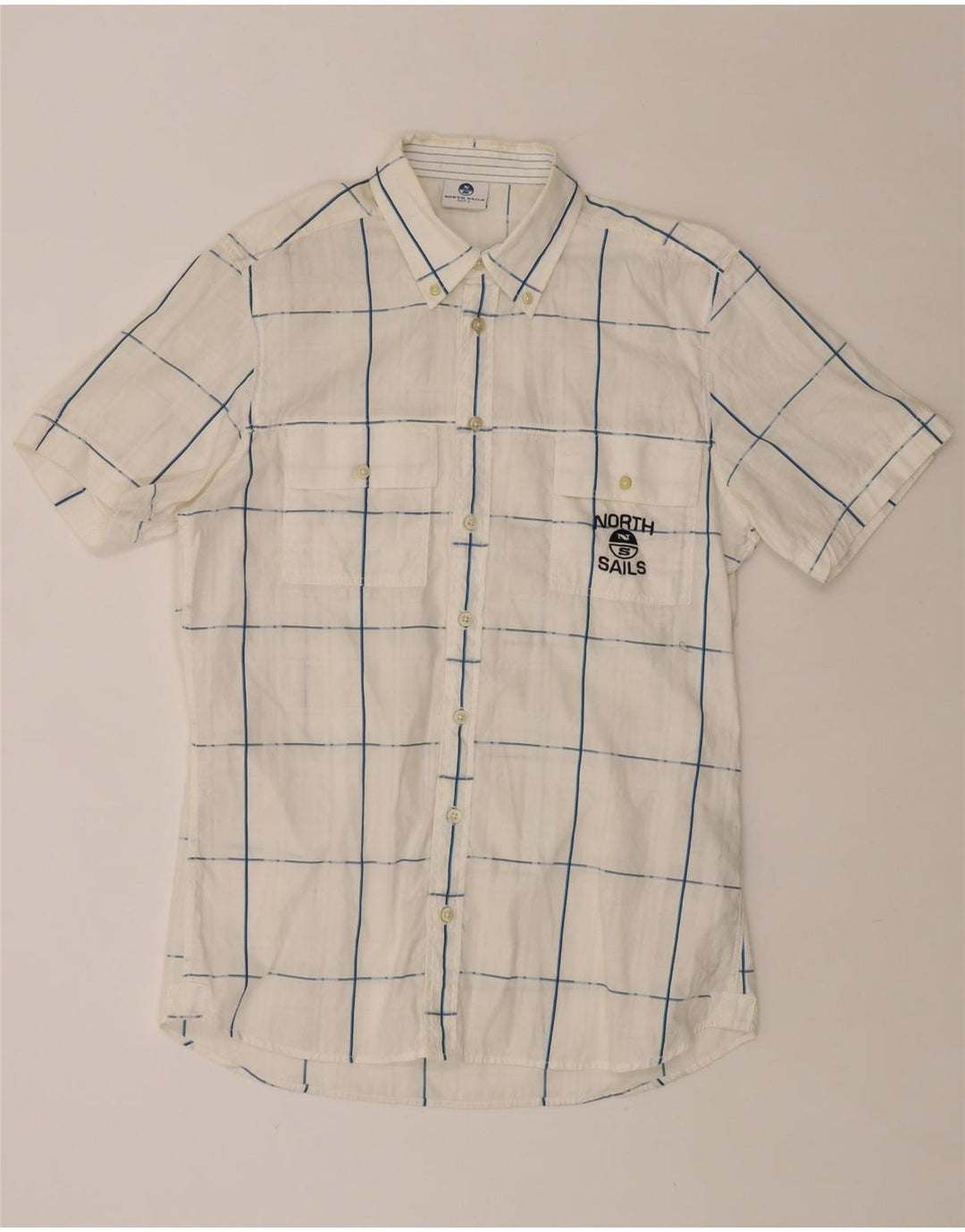 NORTH SAILS Camisa gráfica de manga corta para hombre Algodón a cuadros blanco grande