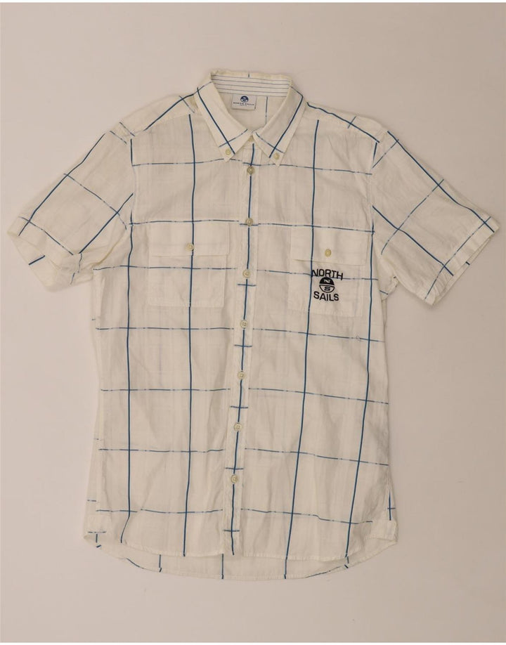 NORTH SAILS Camisa gráfica de manga corta para hombre Algodón a cuadros blanco grande