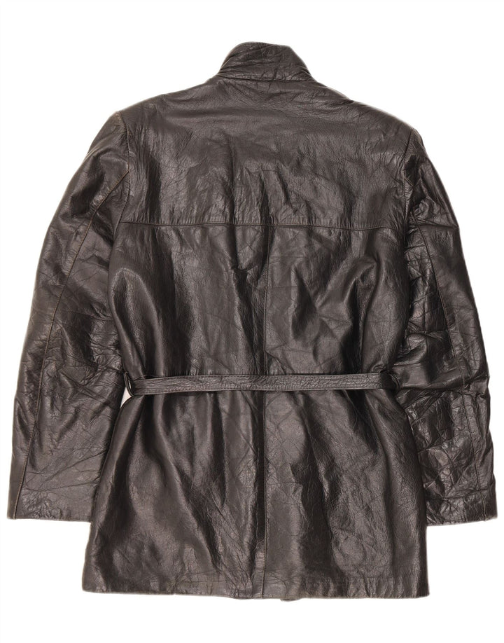Chaqueta de cuero vintage para mujer IT 48 XL Negro