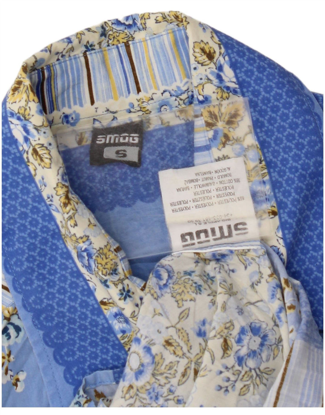 Camisa SMOG Hombre Small Azul Floral Poliéster