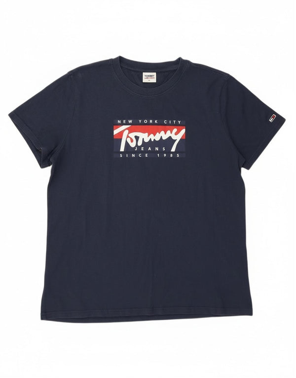 Tommy Hilfiger Camiseta gráfica para mujer Top UK 18 XL Algodón azul marino
