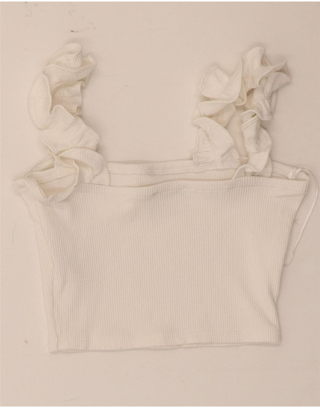 Zara Mujer Crop Top UK 42 Medio Blanco Poliéster
