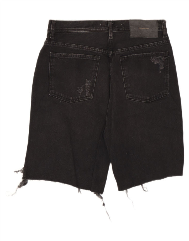 Zara Mens Pantalones cortos de mezclilla desgastados EU 38 Small W30 Negro