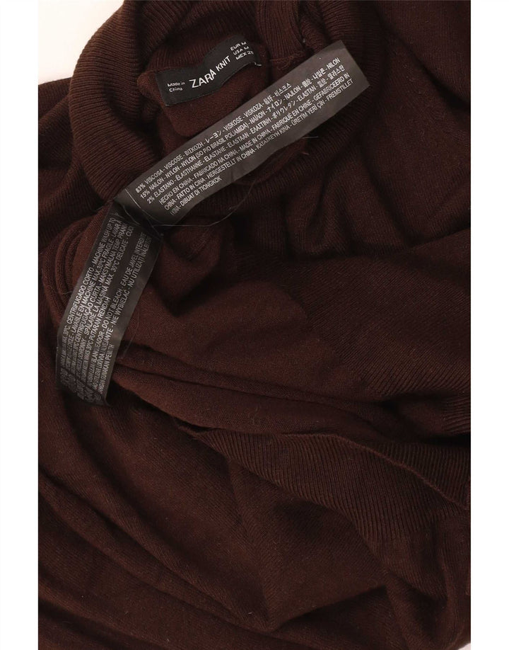 Zara - Jersey con cuello vuelto para mujer, talla 40, viscosa marrón medio