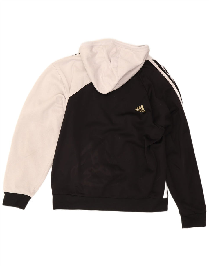 Suéter con capucha y cremallera Adidas para hombre pequeño poliéster negro