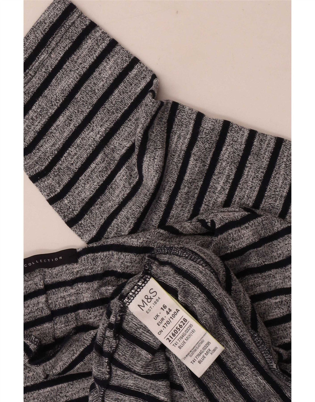 Marks & Spencer Top para mujer de manga larga UK 46 Poliéster a rayas gris grande