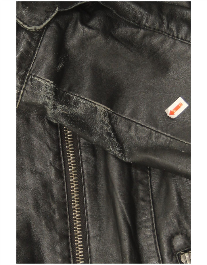 Gipsy Chaqueta motera de cuero para mujer UK 44 Medium Black Leather