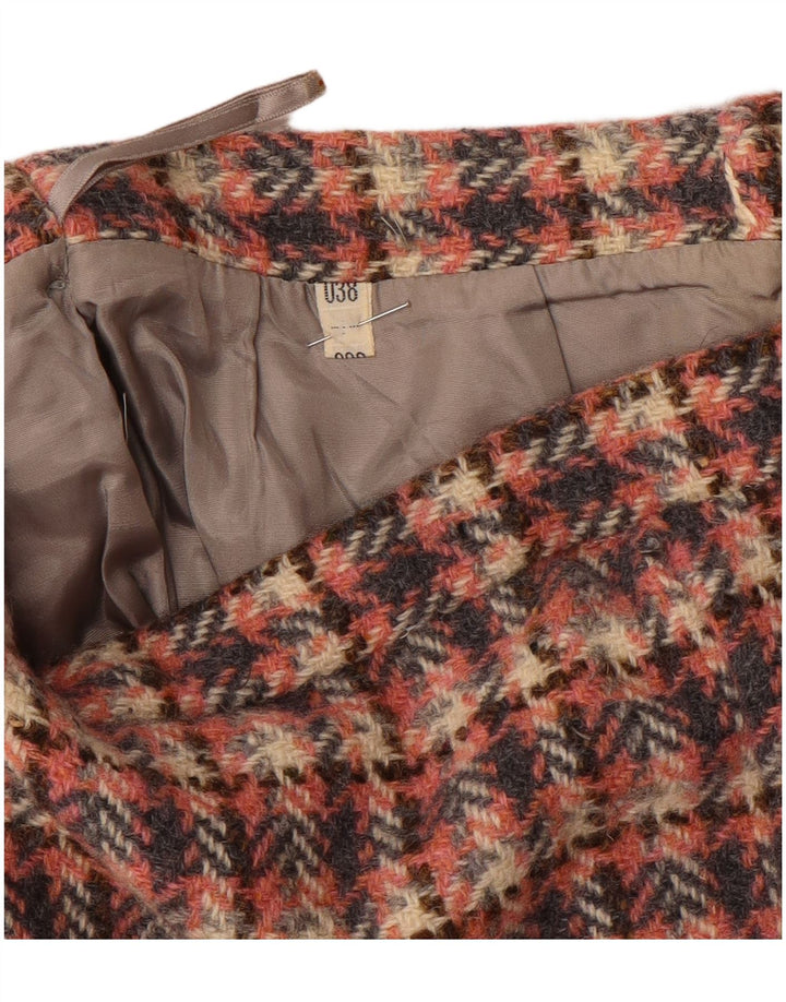 Vintage mujer A-Line falda EU 38 Medio W28 Rosa Houndstooth