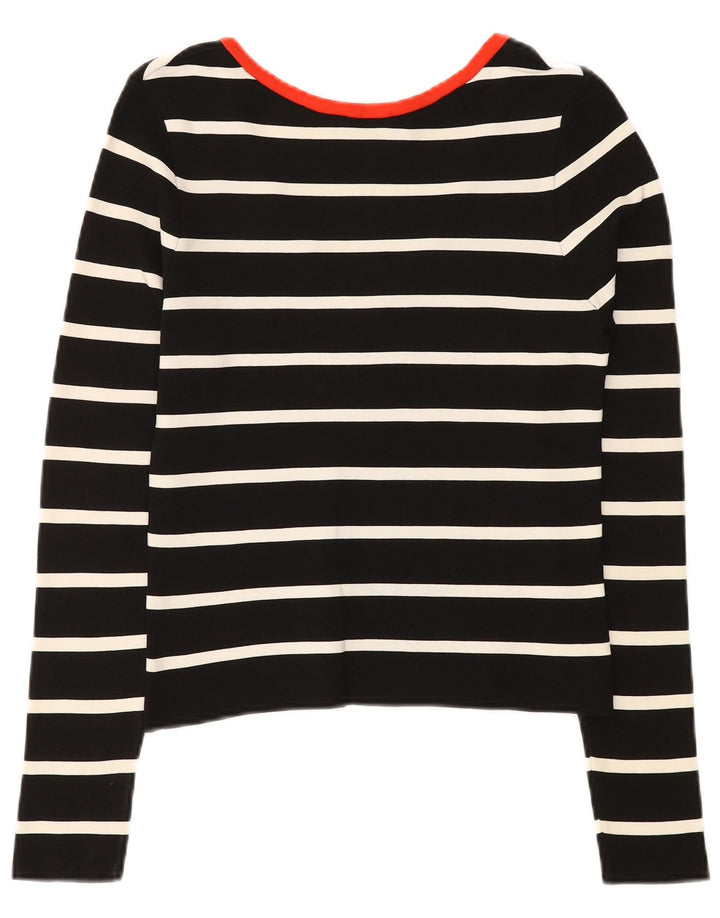 Zara Mujer Top Manga Larga UK 8 Small Poliamida Rayas Negras