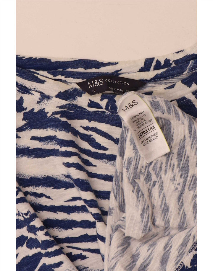 Marks & Spencer Top para mujer de manga larga UK 42 Estampado animal azul marino mediano