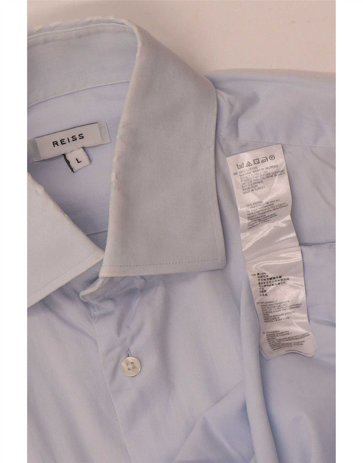 Camisa Reiss Hombre Grande Azul Algodón
