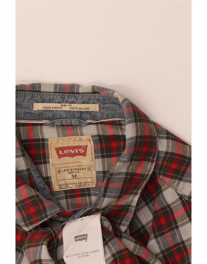 Camisa de franela de corte slim de algodón a cuadros rojos medianos Levi's Hombre