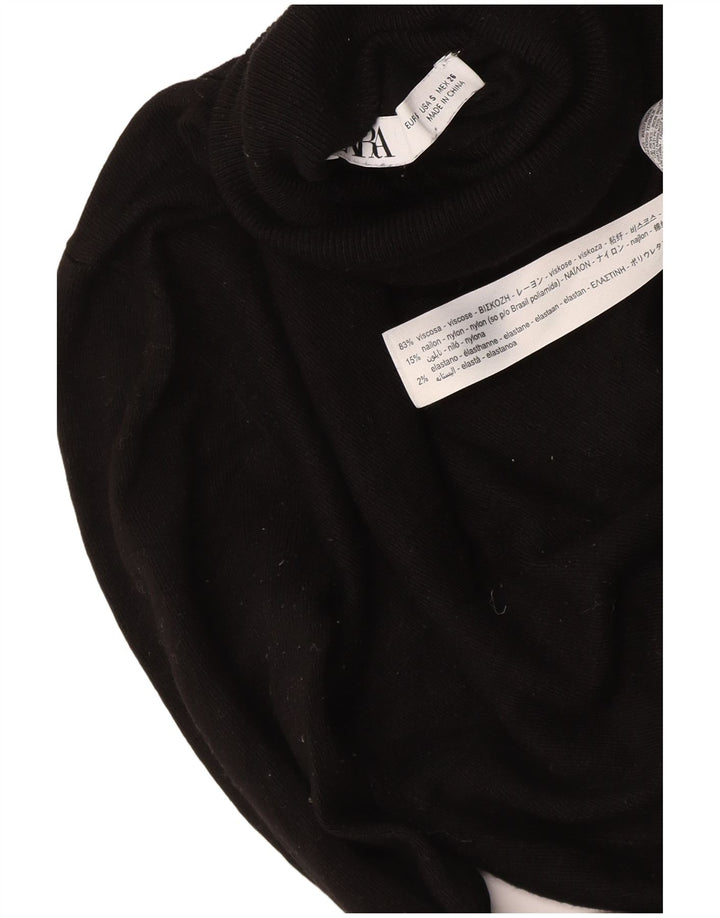 Zara Mujer Roll Neck Jumper Sweater UK 10 Small Viscosa Negra