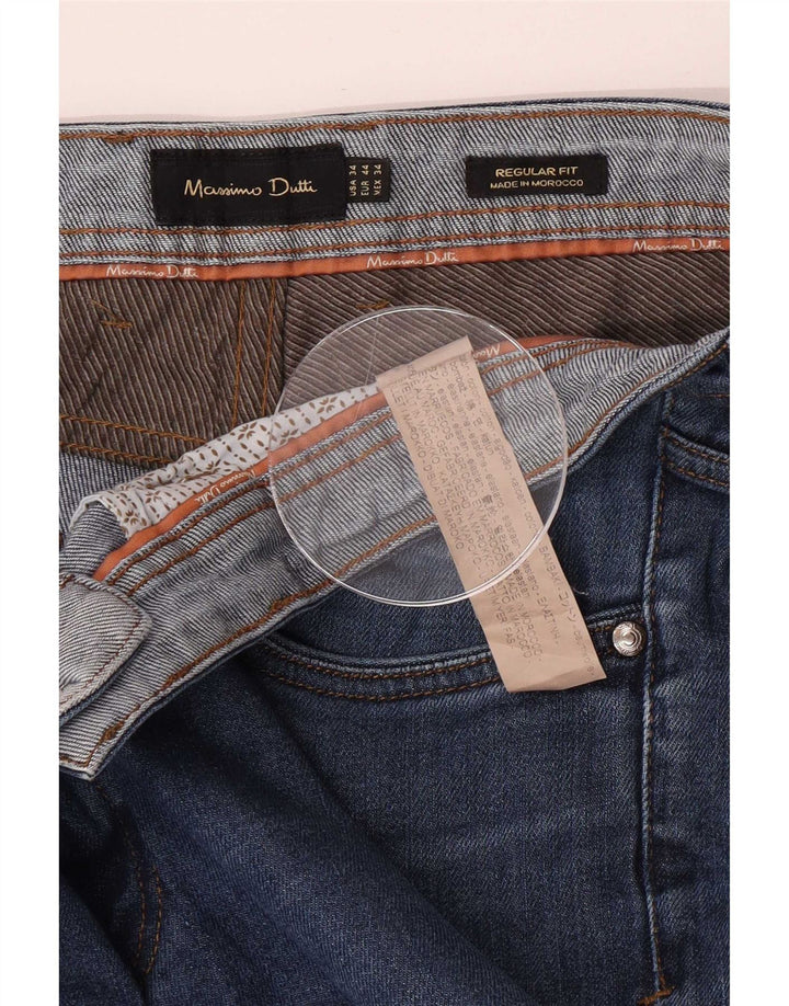 Massimo Dutti Jeans Rectos De Corte Regular Para Mujer EU 44 Large W34 L28 Azul