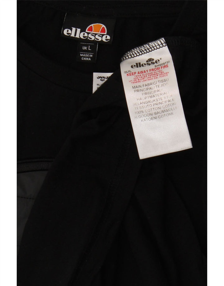Ellesse - Camiseta gráfica para hombre, talla grande, algodón negro