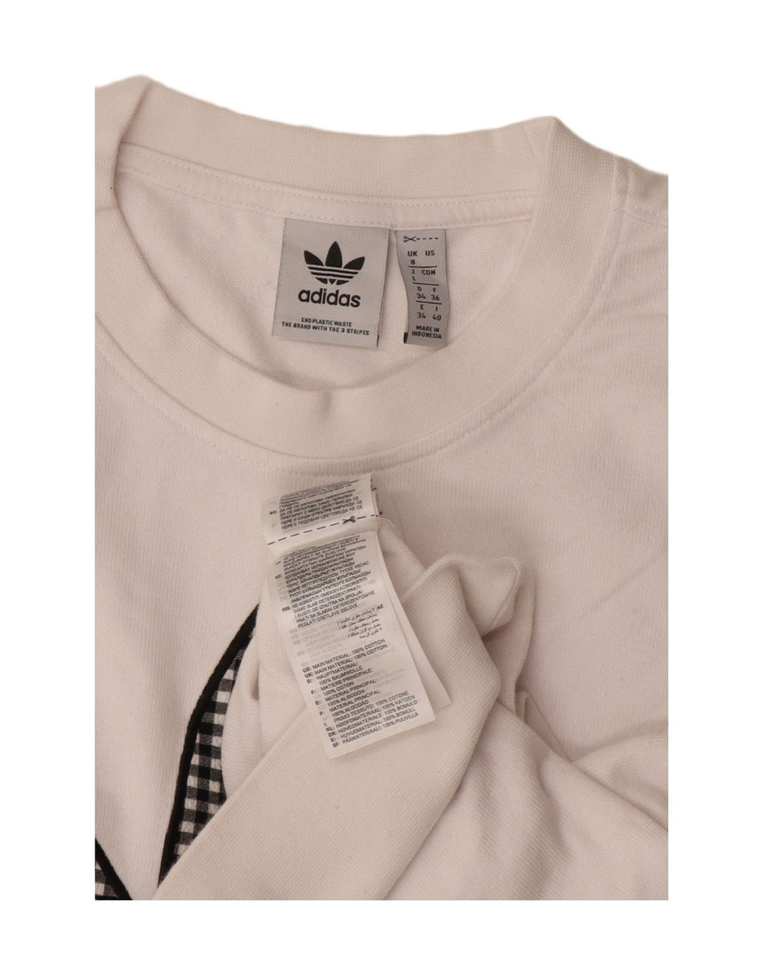 ADIDAS Mujer Oversize Crop Graphic Sudadera Jumper UK 8 Small Blanco