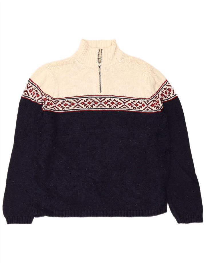 EDDIE BAUER Jersey con cuello y cremallera para mujer UK 14 Medium Azul marino
