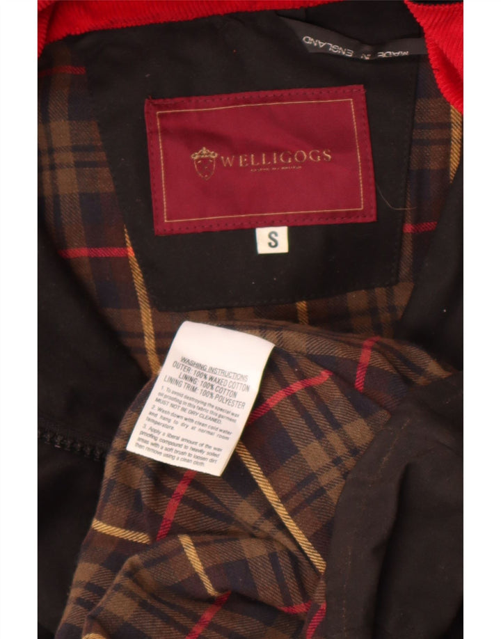 Welligogs Chaqueta de algodón encerado con capucha para mujer UK 10 Small Black