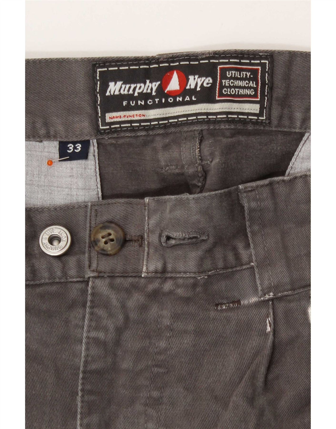 Murphy & Nye Pantalones cargo rectos para hombre W33 L28 Algodón gris
