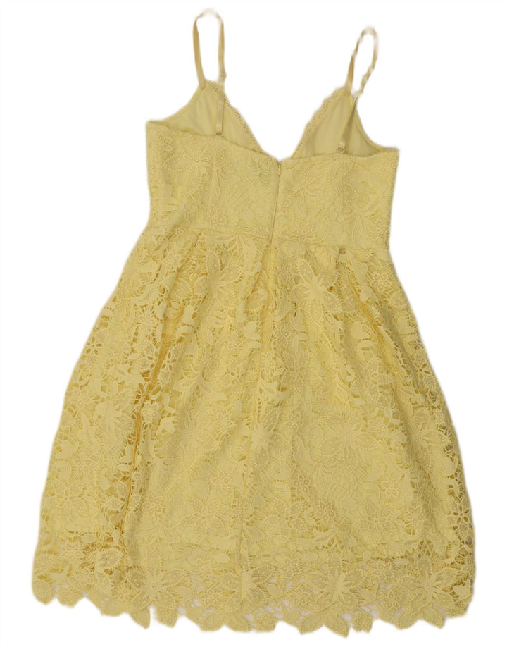 Lipsy Vestido veraniego de encaje para mujer ES 44 Poliéster floral amarillo medio